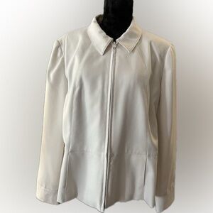 Vintage Sag Harbor Women's Zip Front Jacket Off White